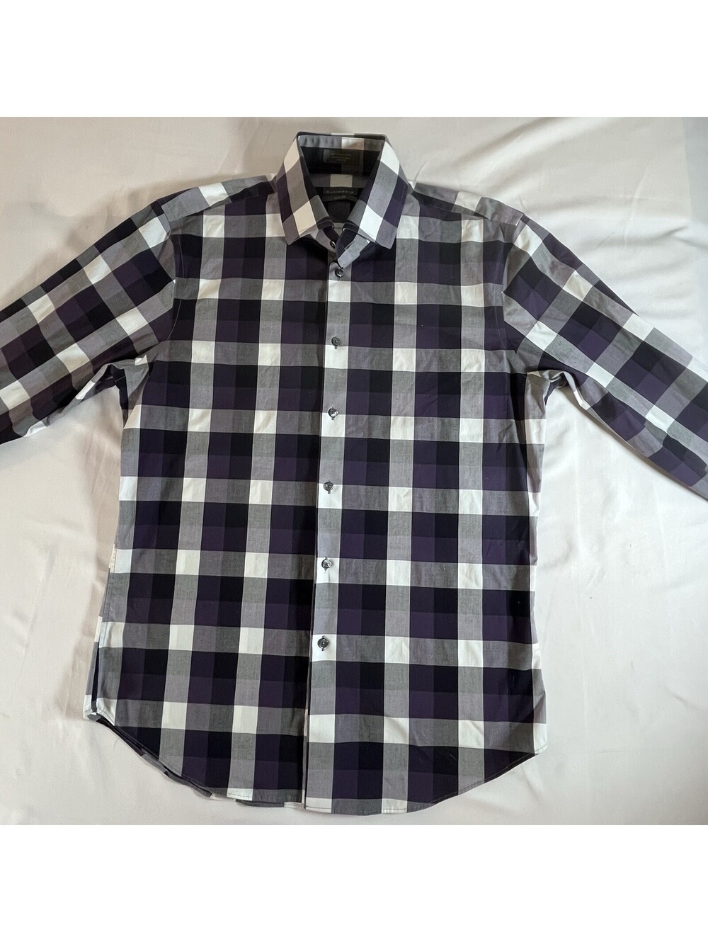 Calibrate Trim Fit Purple Plaid Button-Up Shirt Men's 15.5